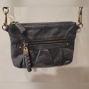 B. Makowsky Black Leather Small Crossbody Leather